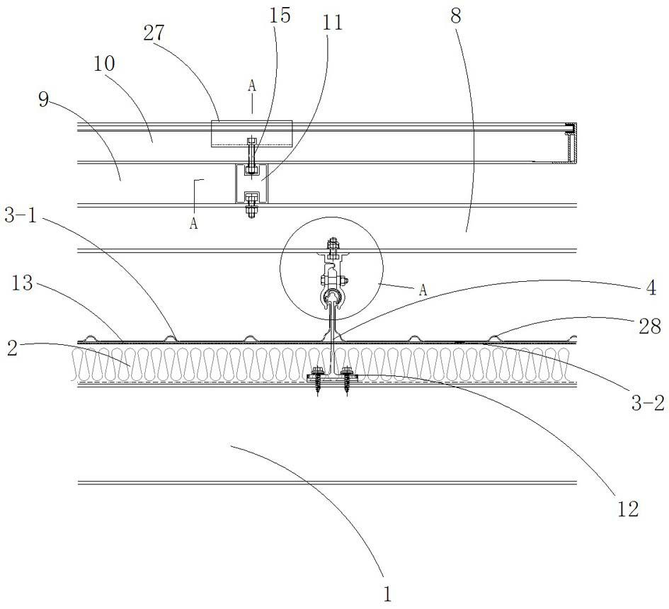 Connection node of metal proofing system for solar photovoltaic building and mounting method