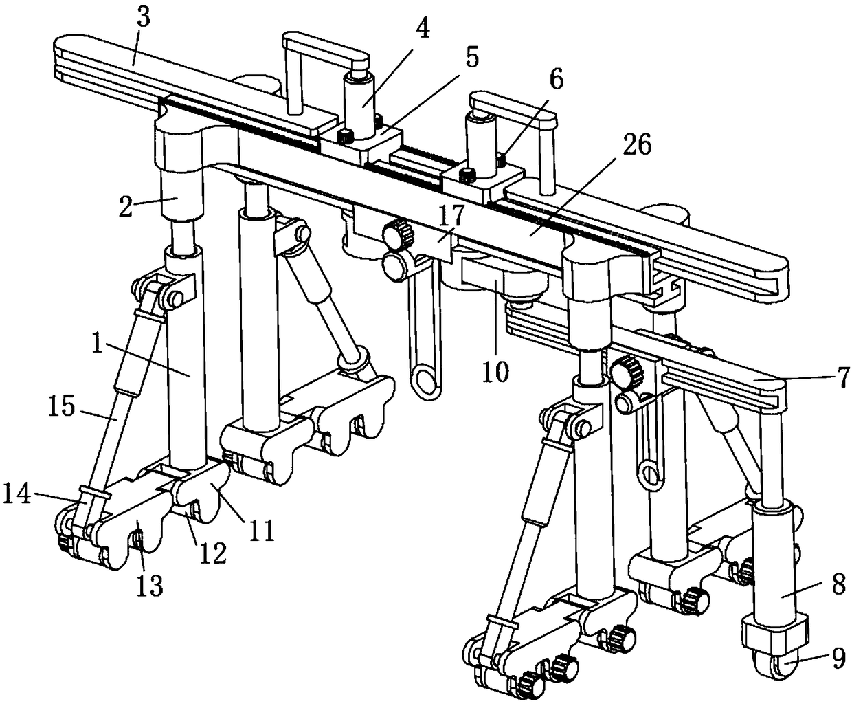 Expandable gantry crane frame