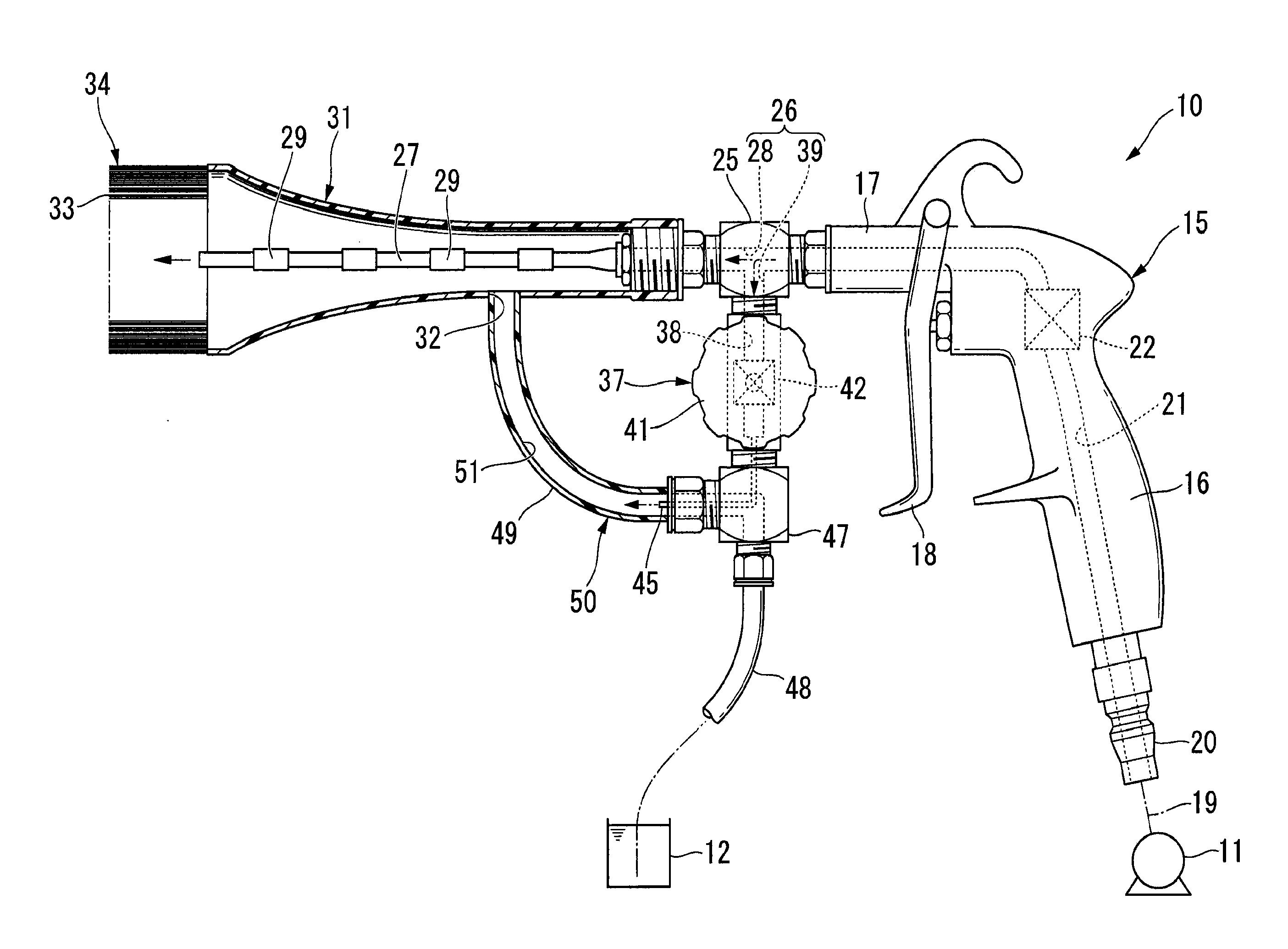 Fluid spraying gun