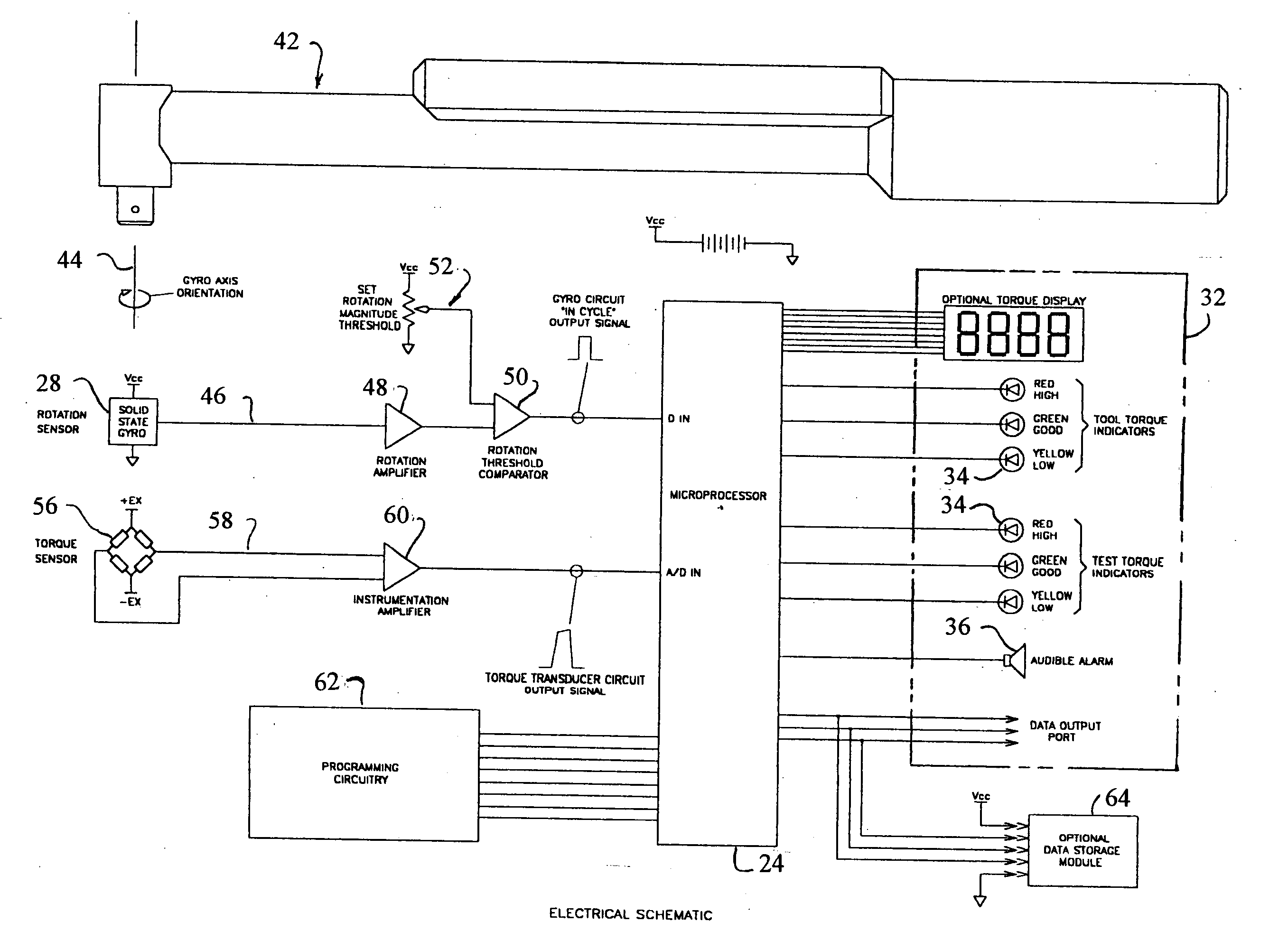 Position sensing electronic torque wrench