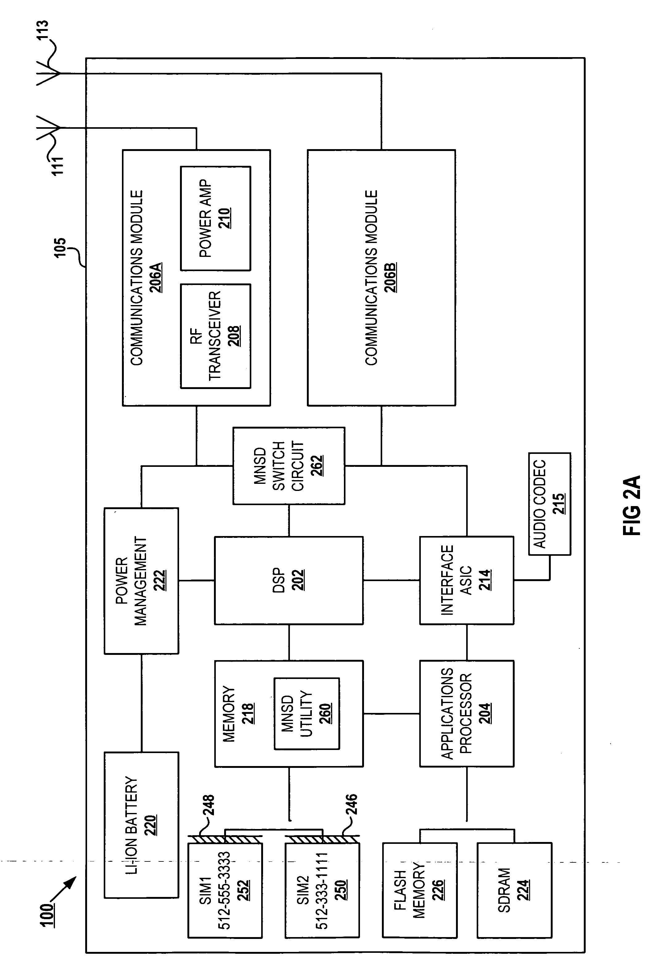 Single wireless communication device with multiple, concurrent subscriber number capability