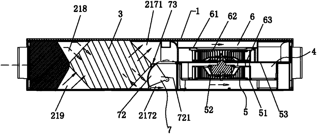 A full-heat fresh air exchanger capable of internal circulation and purification of air