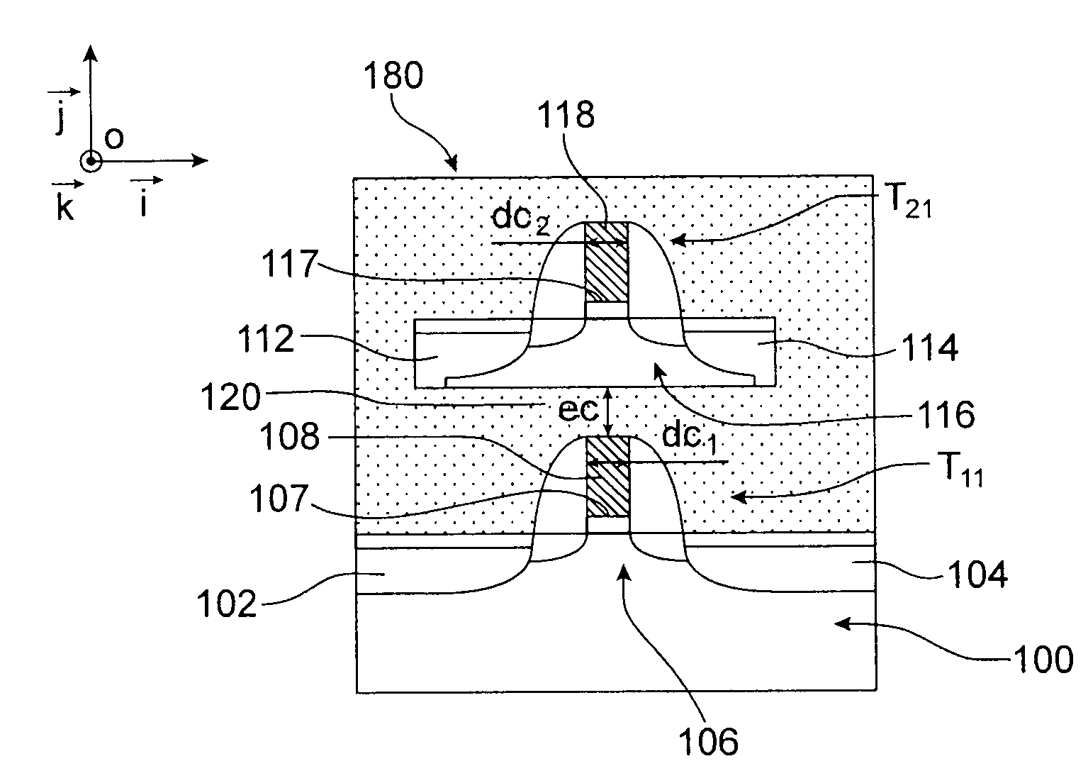 SRAM memory cell having transistors integrated at several levels and the threshold voltage vt of which is dynamically adjustable