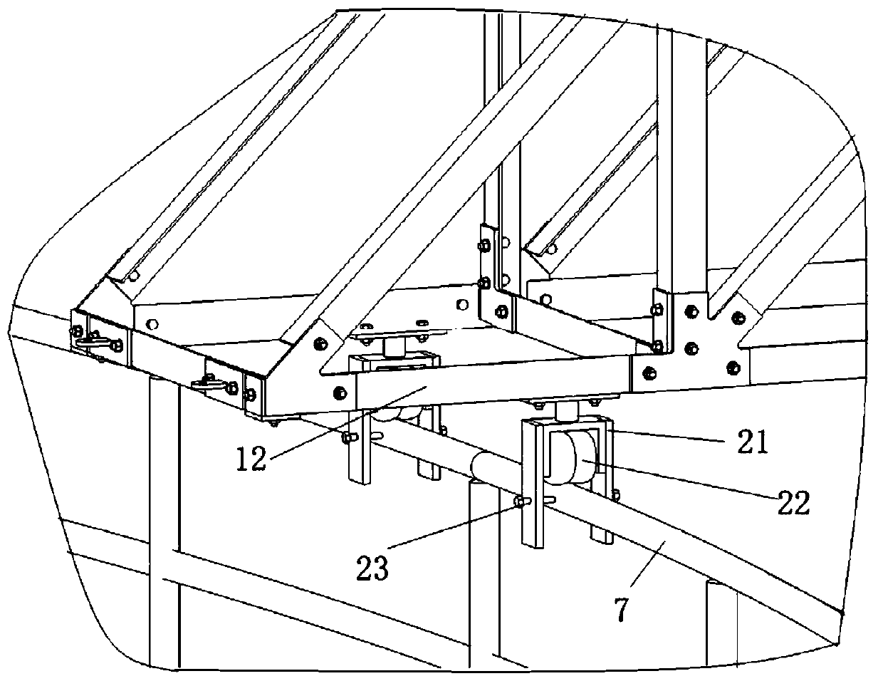 Unitized assembly-type construction hanger capable of annularly sliding and used for storage tank construction