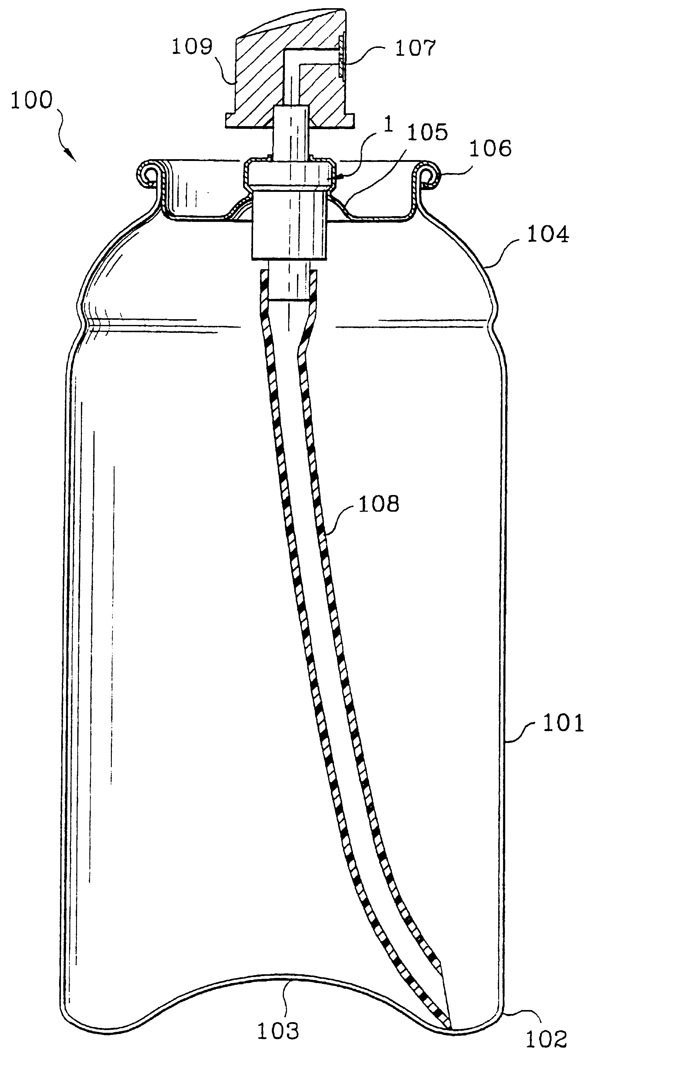 Valve with outlet flow rate regulation, and container equipped with such a valve