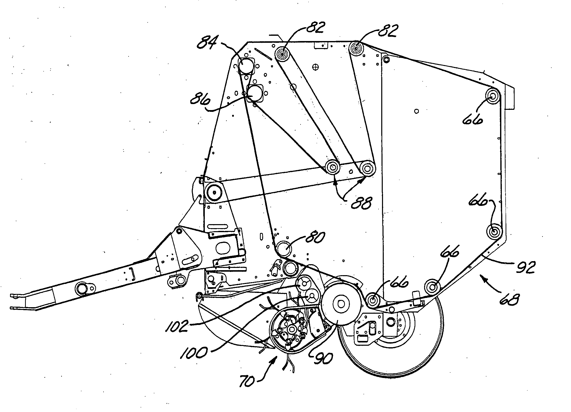 Wide pickup header for a round baler