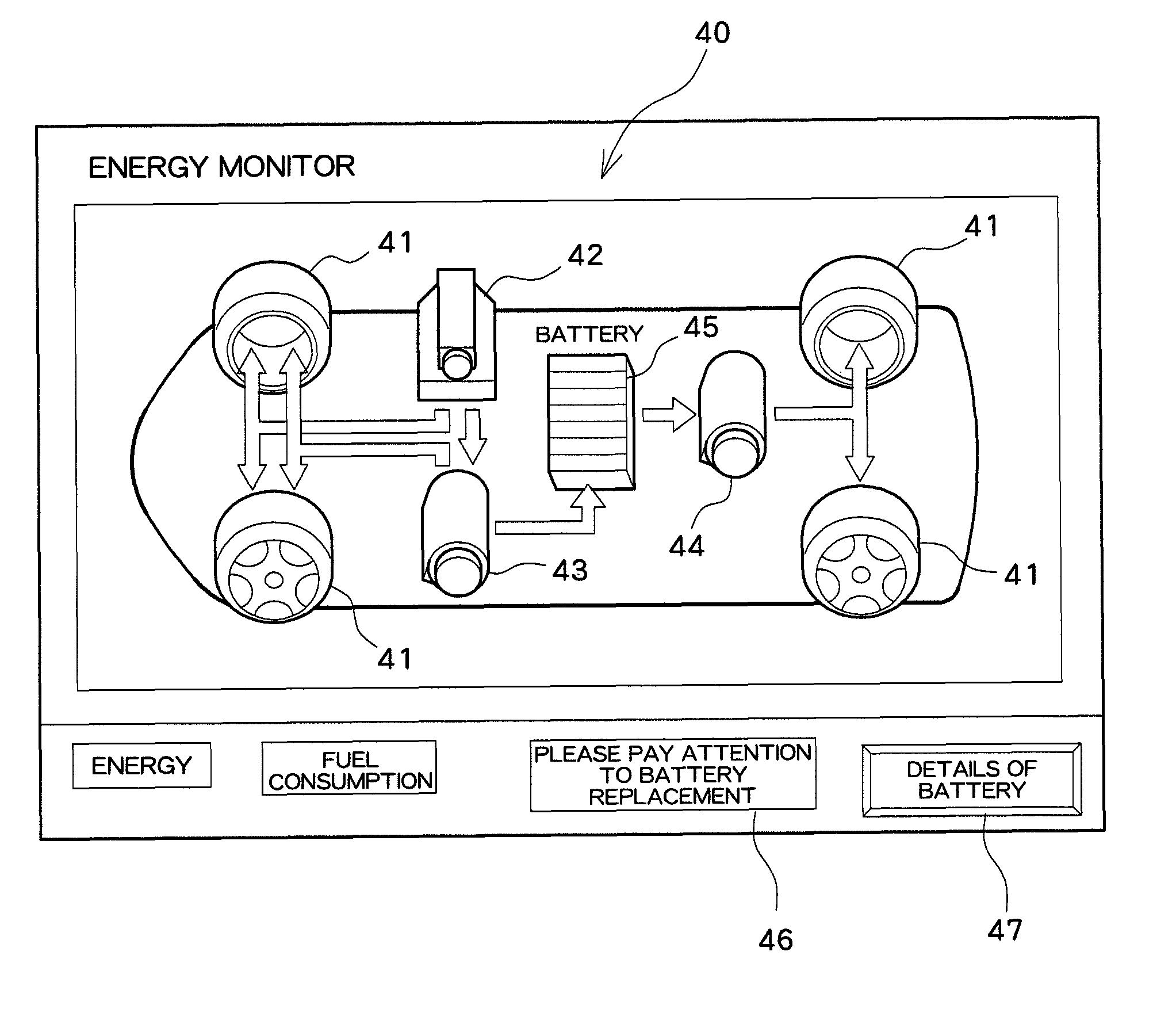 Hybrid vehicle battery information display device