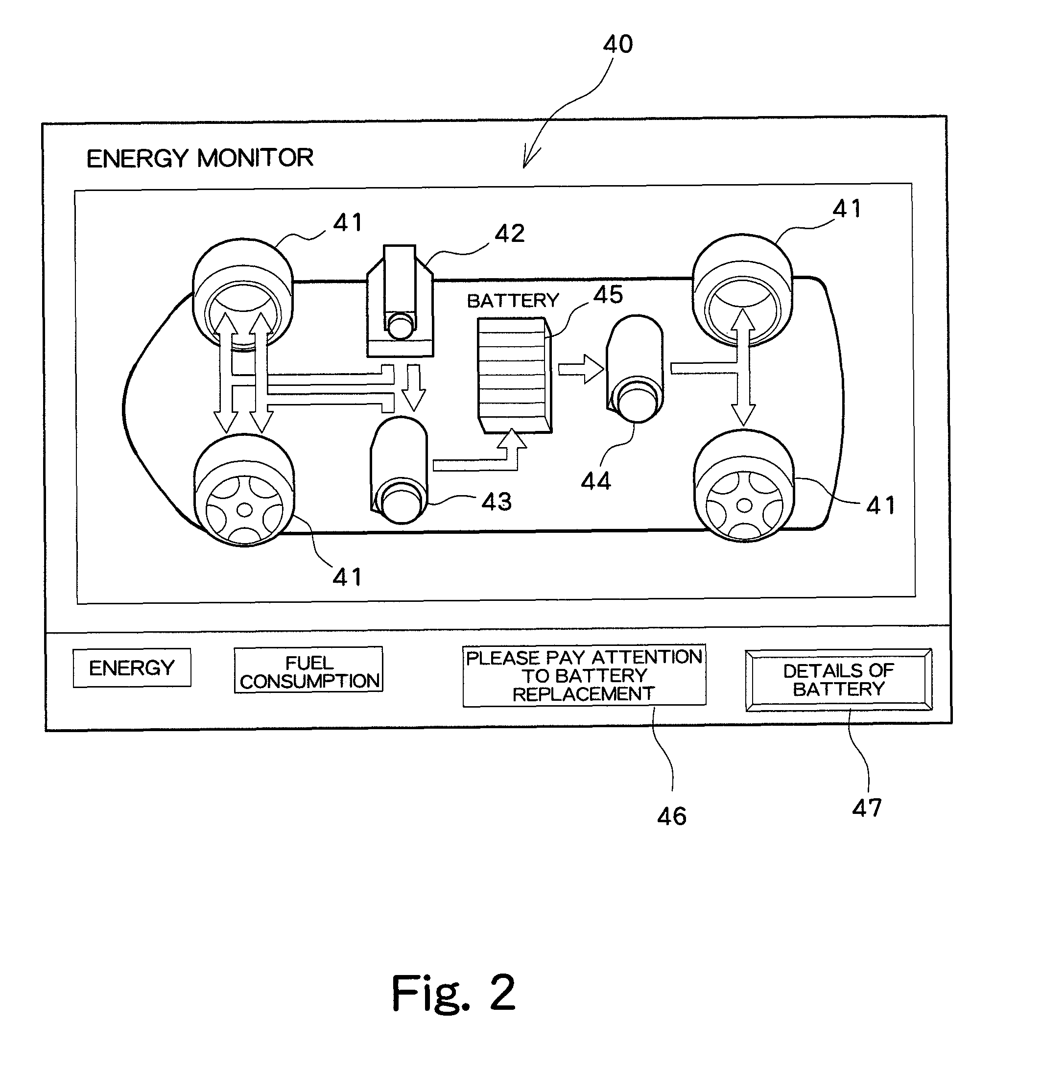 Hybrid vehicle battery information display device