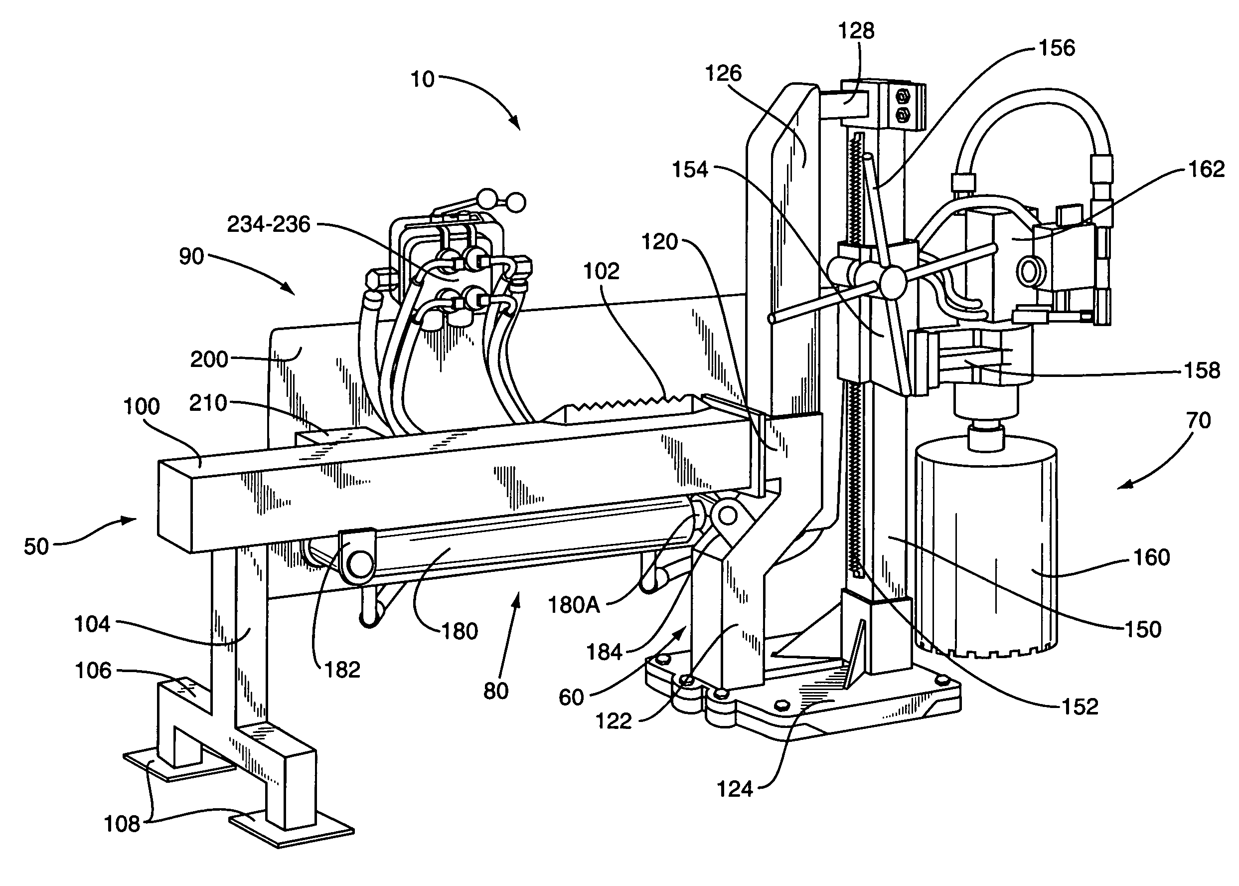 Concrete hole cutting machine