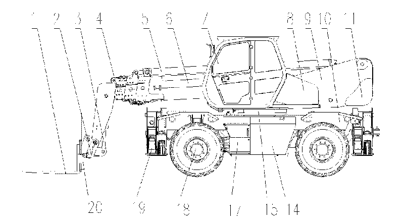 Rotary telescopic boom forklift