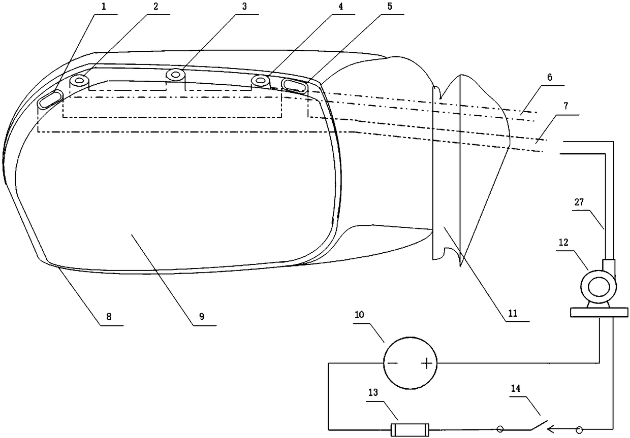 Defrosting and cleaning device for automobile rearview mirror