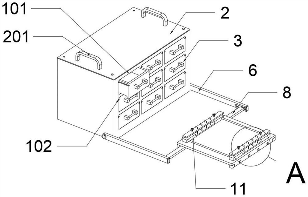 Part classified storage device for PCB plug-in assembly