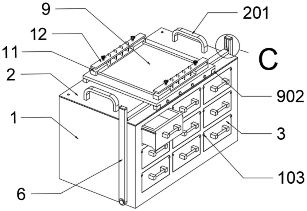 Part classified storage device for PCB plug-in assembly