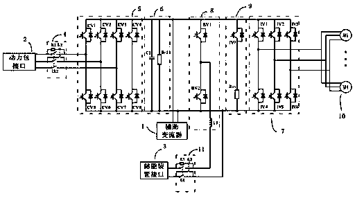 Motor train unit traction system powered by power packs and energy storage devices in mixed mode