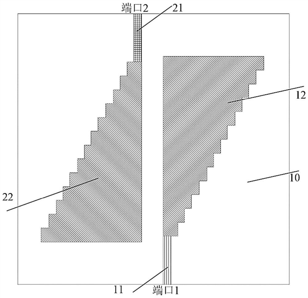 Beveled edge step change triangular metal radiation patch multi-frequency microstrip MIMO antenna