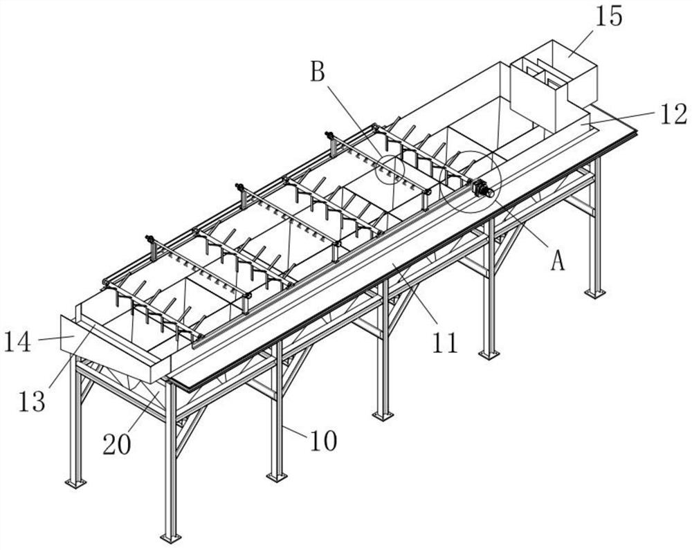 Material sedimentation hopper with physical defoaming device