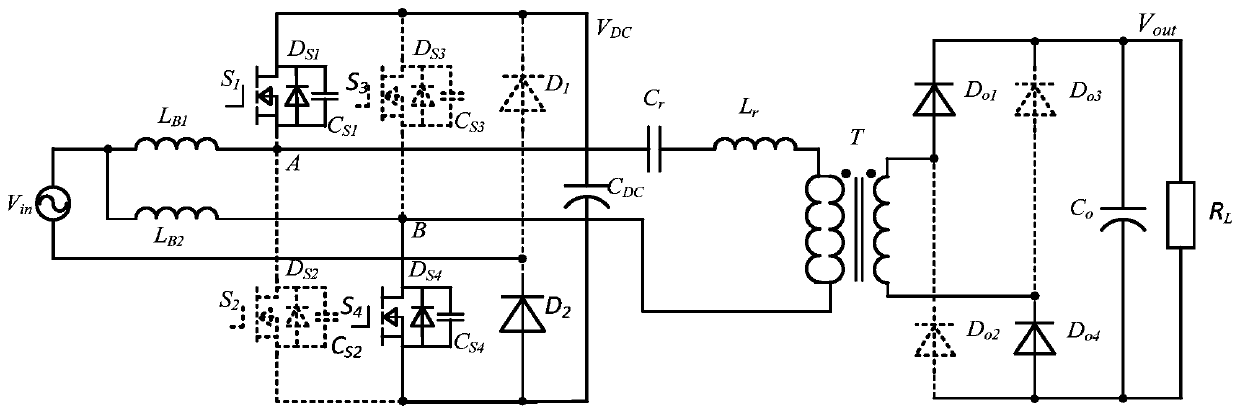 A single-stage isolated ac-dc converter based on interleaved parallel bridgeless pfc circuit and llc resonance