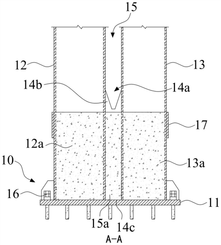 Double-steel-column combined column foot structure and construction method thereof