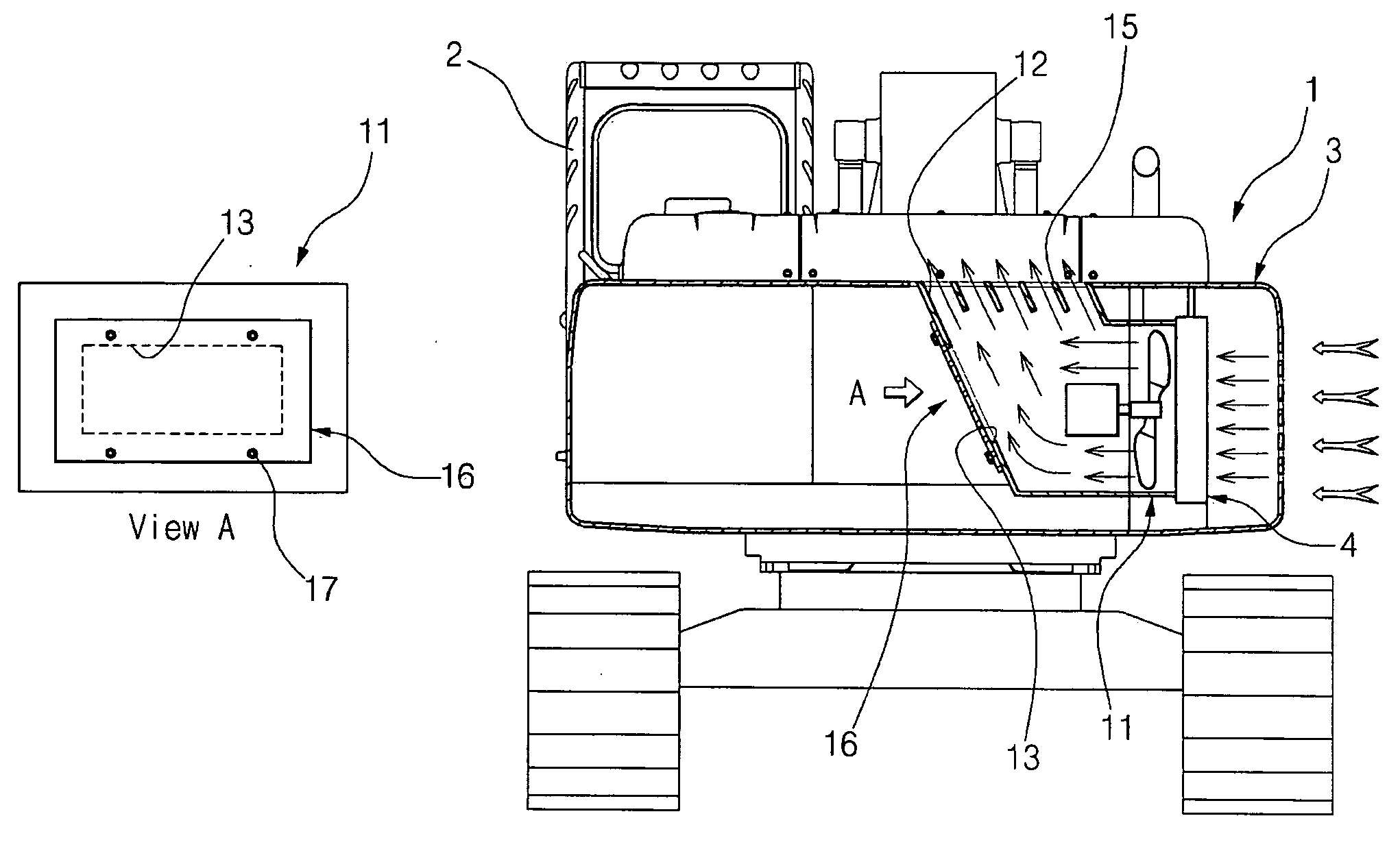 Heating apparatus for cabin of construction equipment