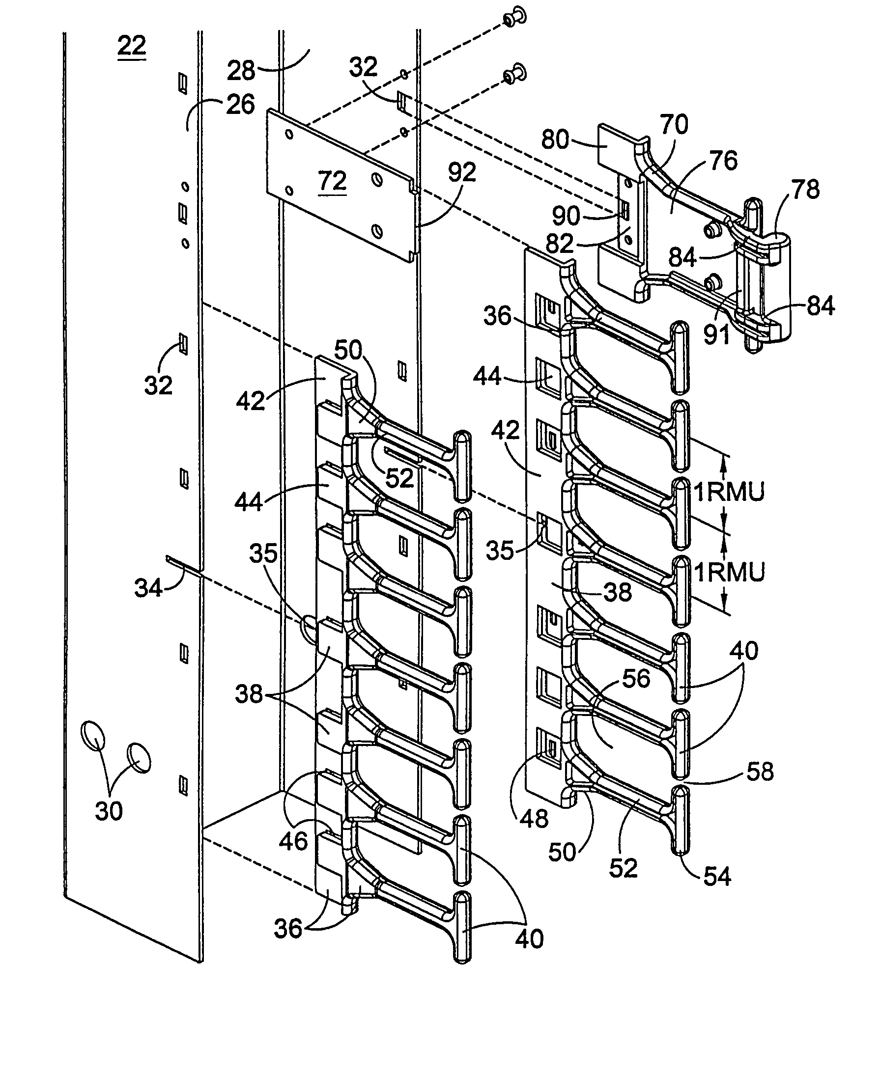 Vertical cable management rack