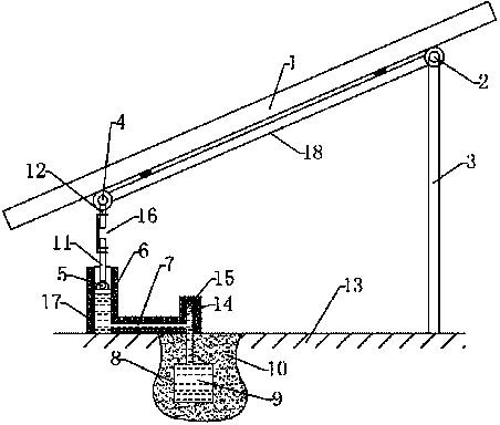 Device for tracking sun declination angles by using underground superficial layer soil temperatures and adjusting method