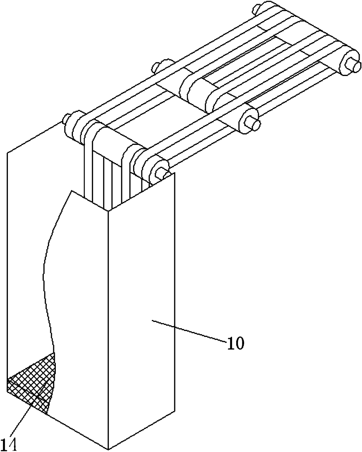 Pendulant conveying belt applied to heat dissipation fins