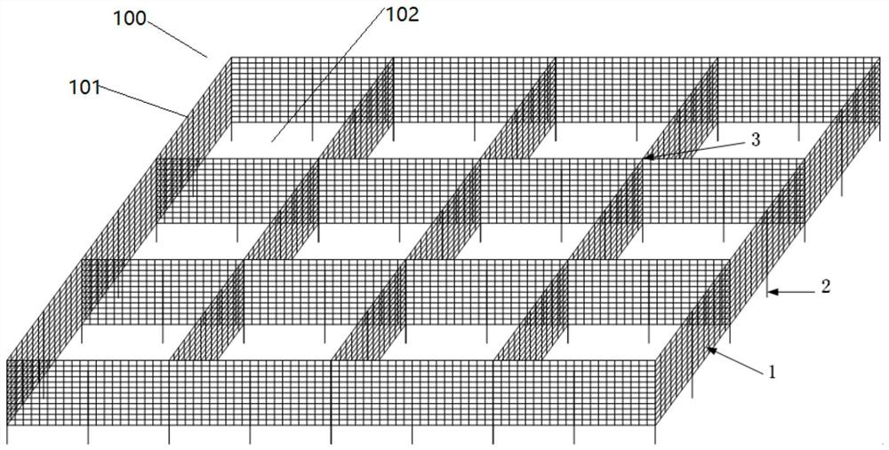 Anti-scouring system and method for offshore wind power foundation of multi-layer grid strip-shaped structure