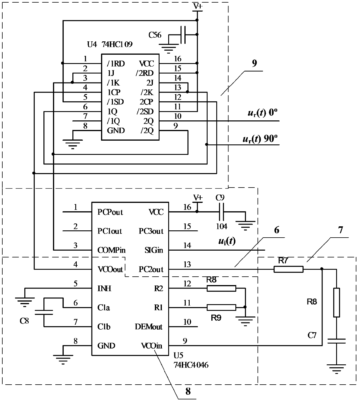 Dual-loop compensation orthogonal signal source phase noise restraining circuit based on lock-in amplifier