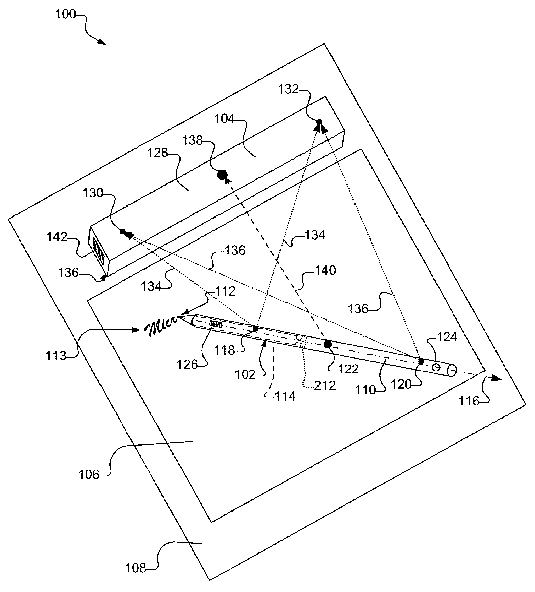 Determining the location of the tip of an electronic stylus