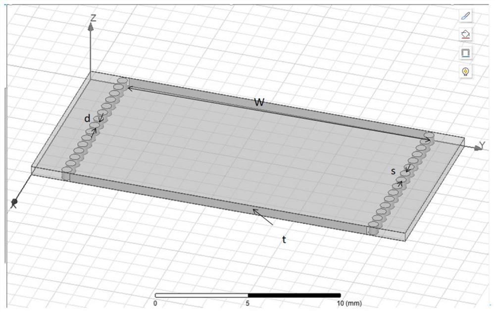 SIW transmission line capable of loading direct-current electric field bias