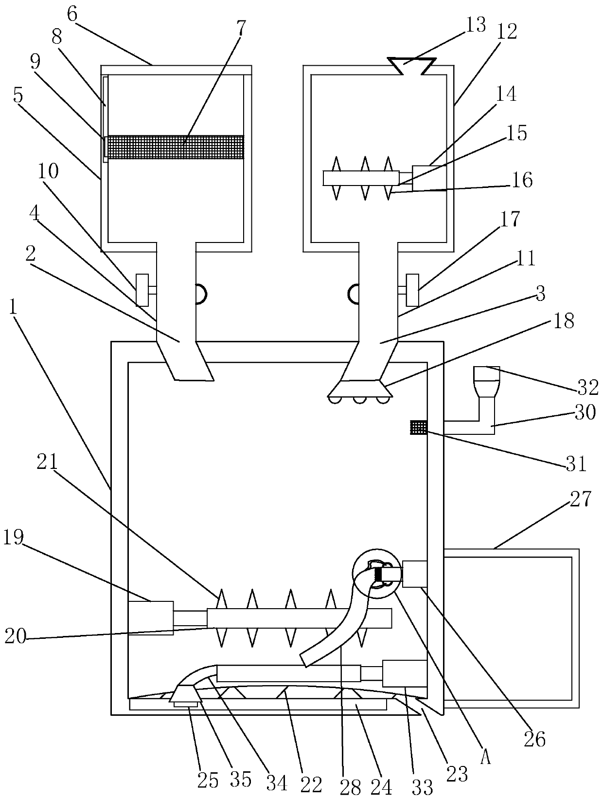 Domestic sewage treatment device based on water treatment agent and ceramic membrane