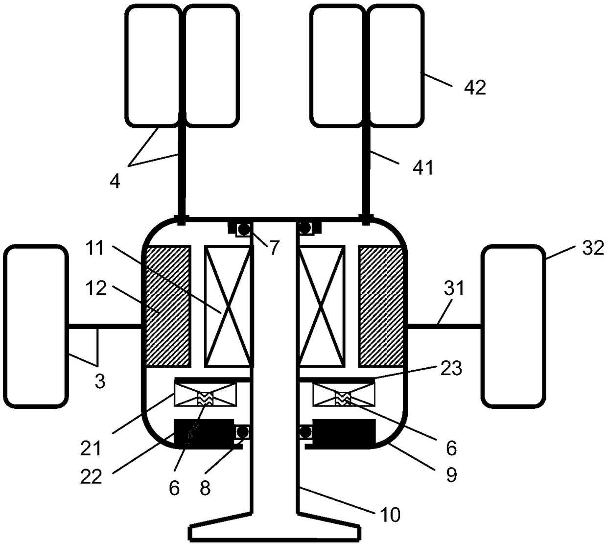 Low wind speed high power magnetic suspension vertical shaft wind turbine and control method thereof