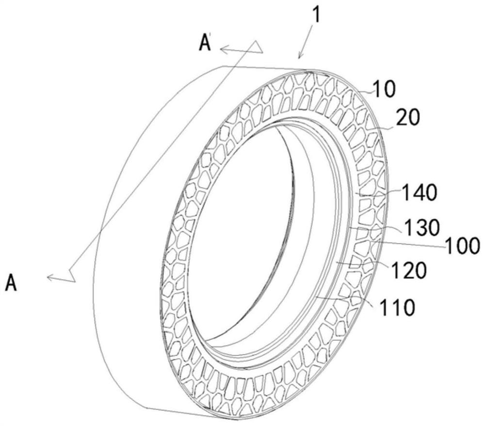 Inflation-free hollow tire and manufacturing method thereof