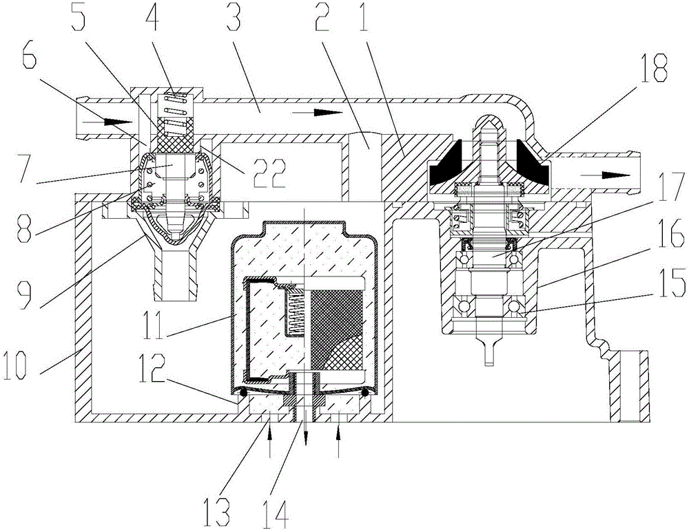 Engine with oil filtering and cooling device