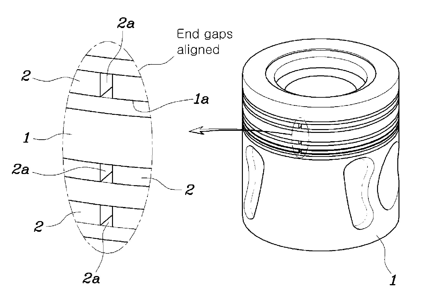 Structure for mounting piston ring