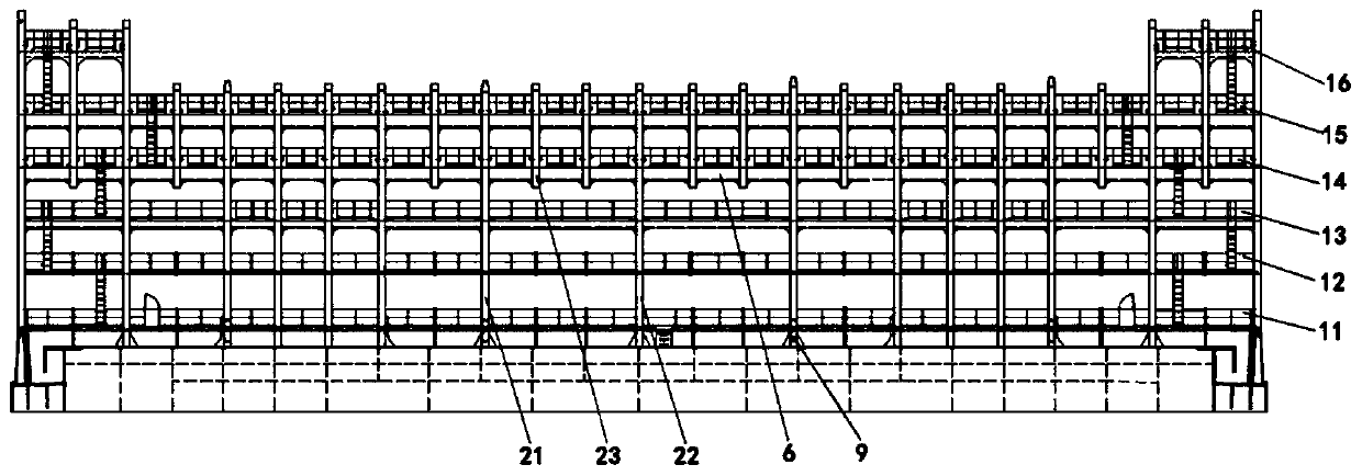 Light-weight lashing bridge structure of ultra-large container ship