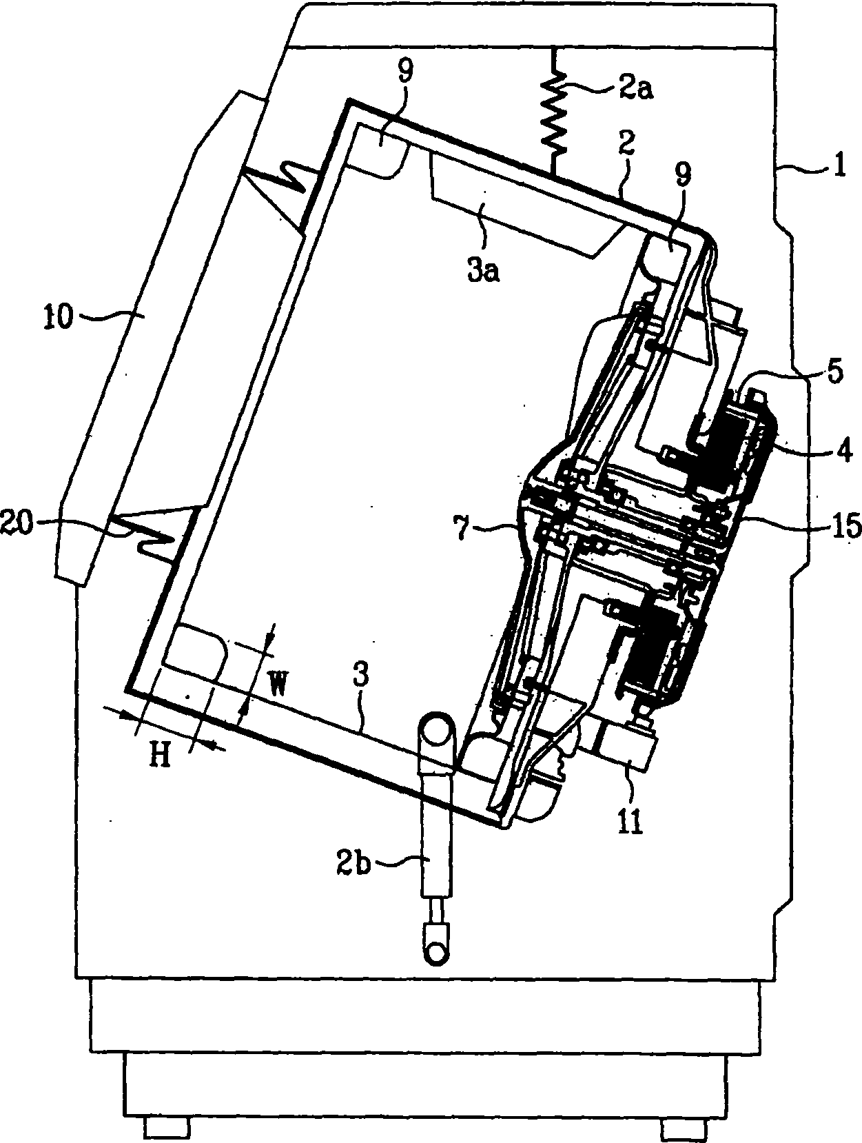 Inclined rotary drum washing machine with pulsative wheel