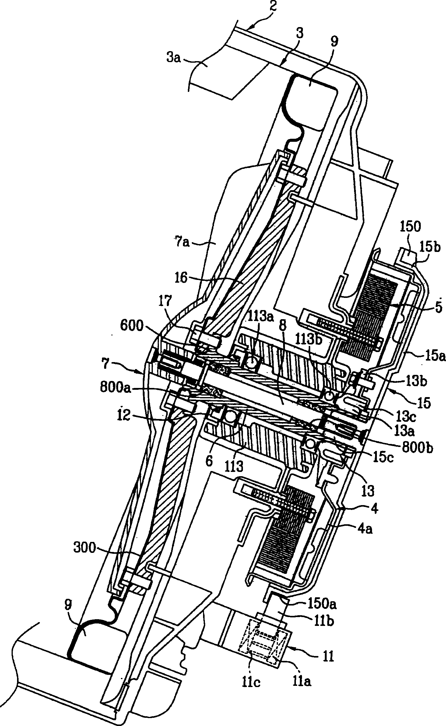 Inclined rotary drum washing machine with pulsative wheel