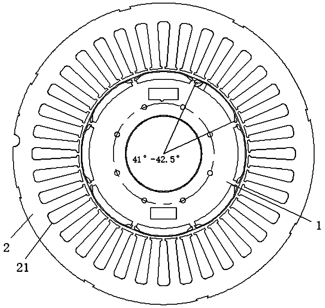 Embedded magnetic path structure of high-performance permanent-magnet synchronous servo motor rotor