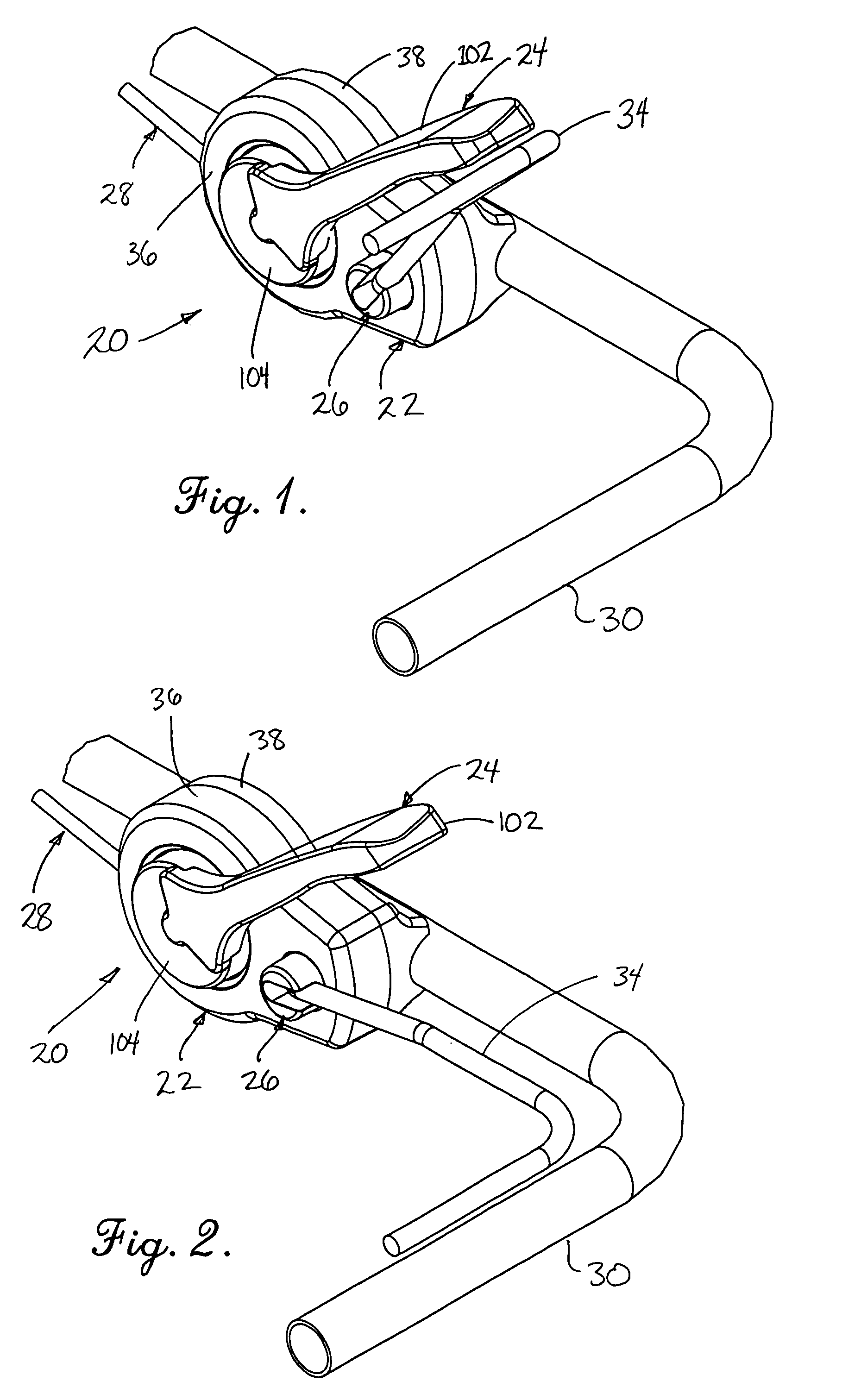 Apparatus for two-motion cable engagement