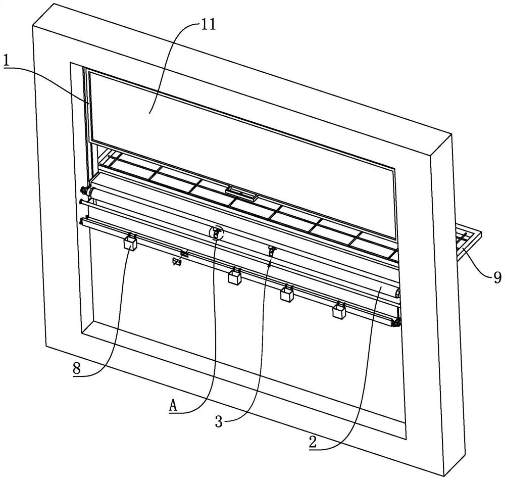 Window frame with escape handle rod