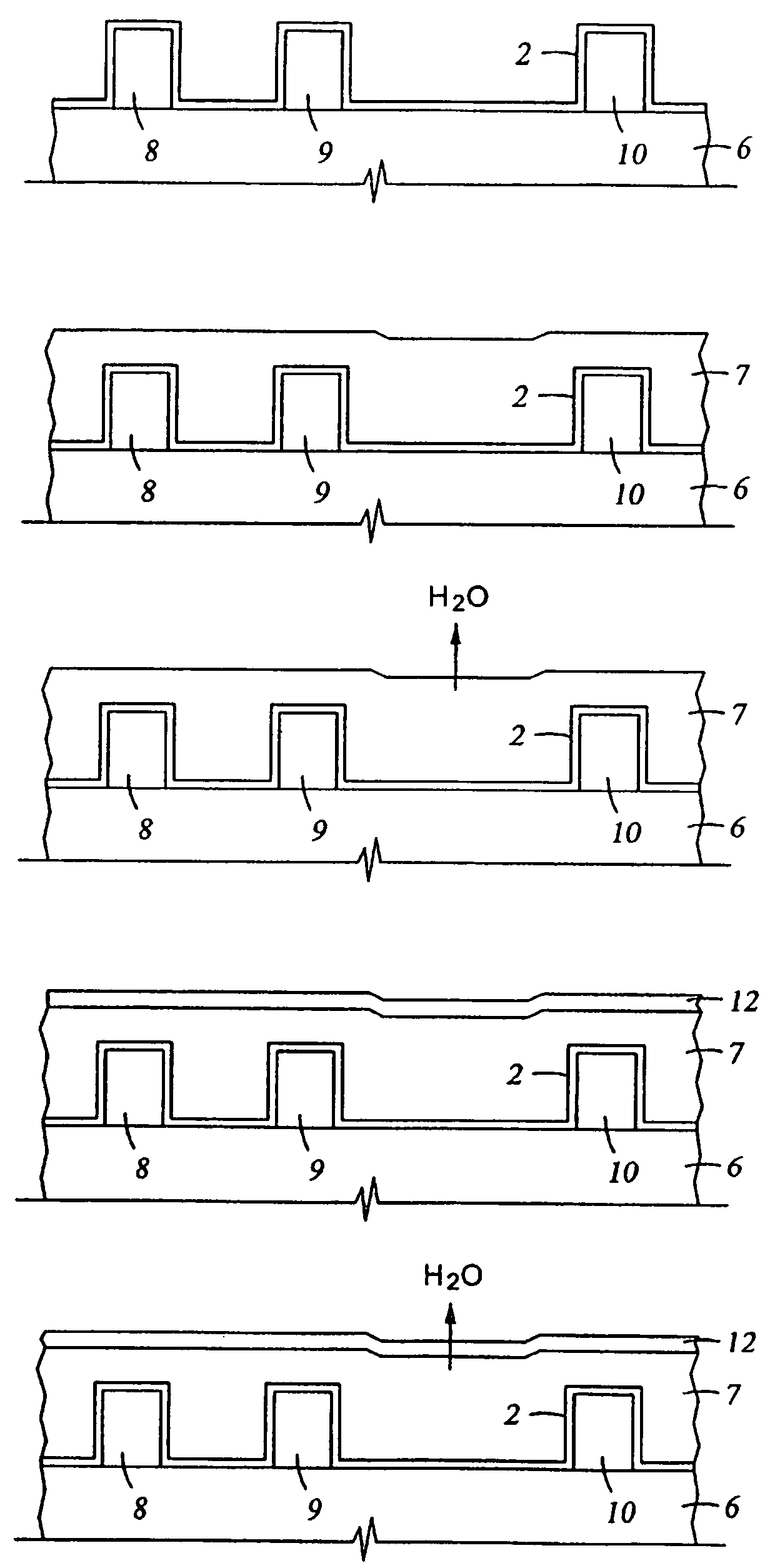 Techniques promoting adhesion of porous low K film to underlying barrier layer