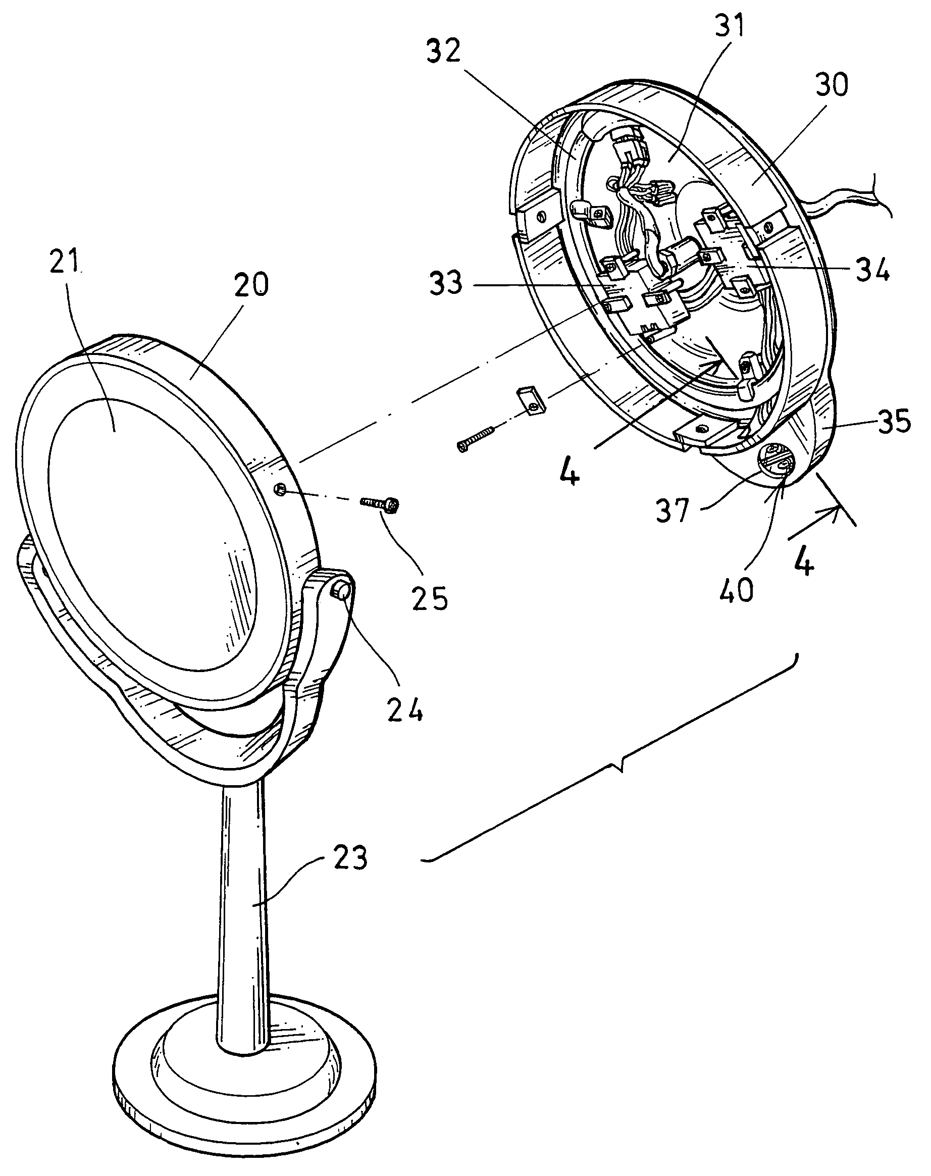 Mirror device having automatic light device