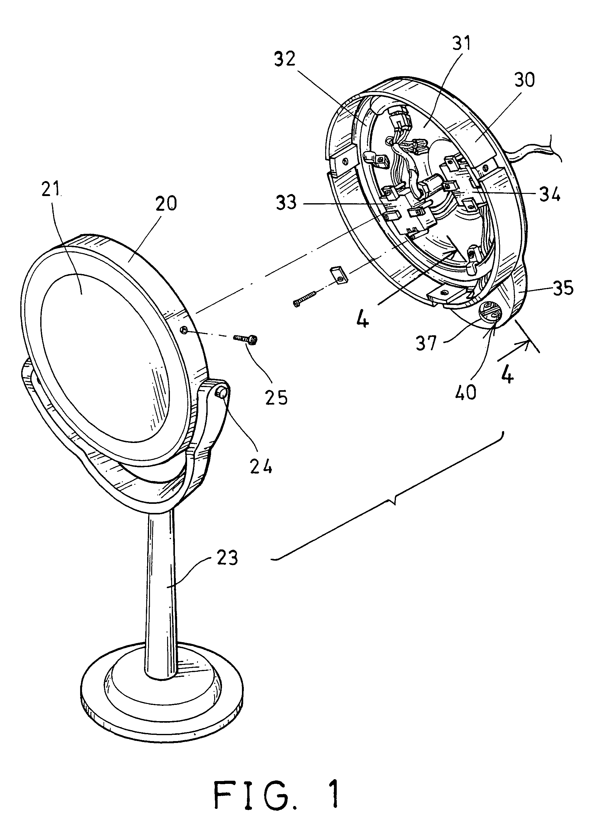 Mirror device having automatic light device