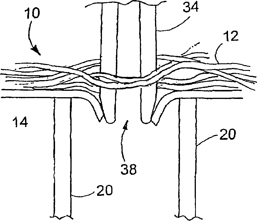 Needling through carrier sheets to form loops