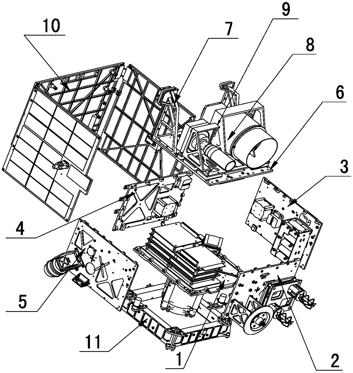 Load platform separated type remote sensing microsatellite configuration and assembly method thereof