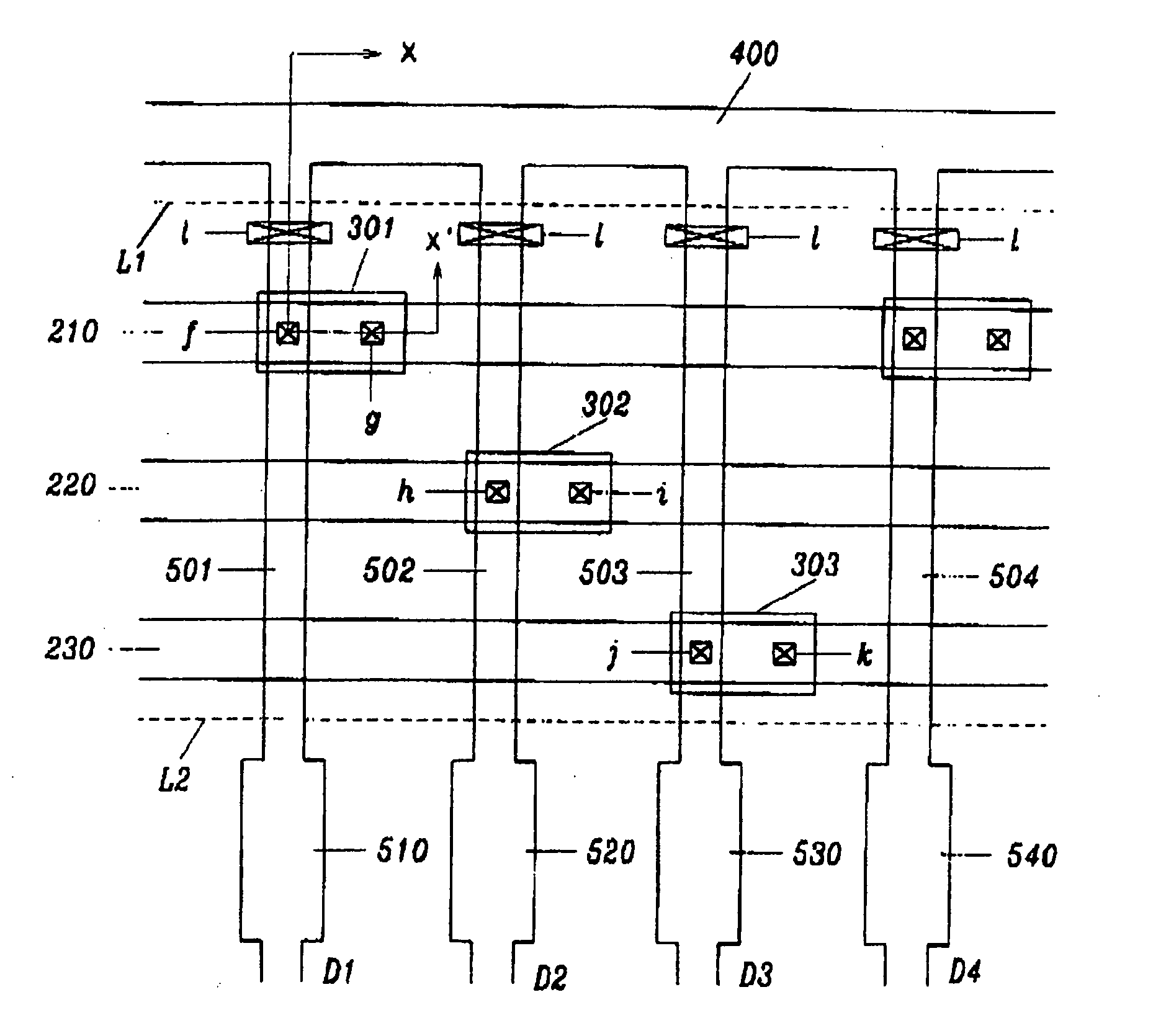 Multiple testing bars for testing liquid crystal display and method thereof