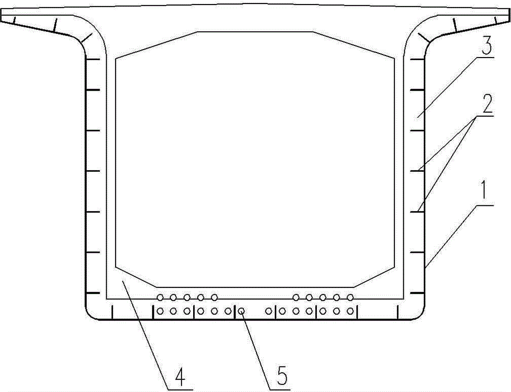 Closure section steel shell of turning continuous beam