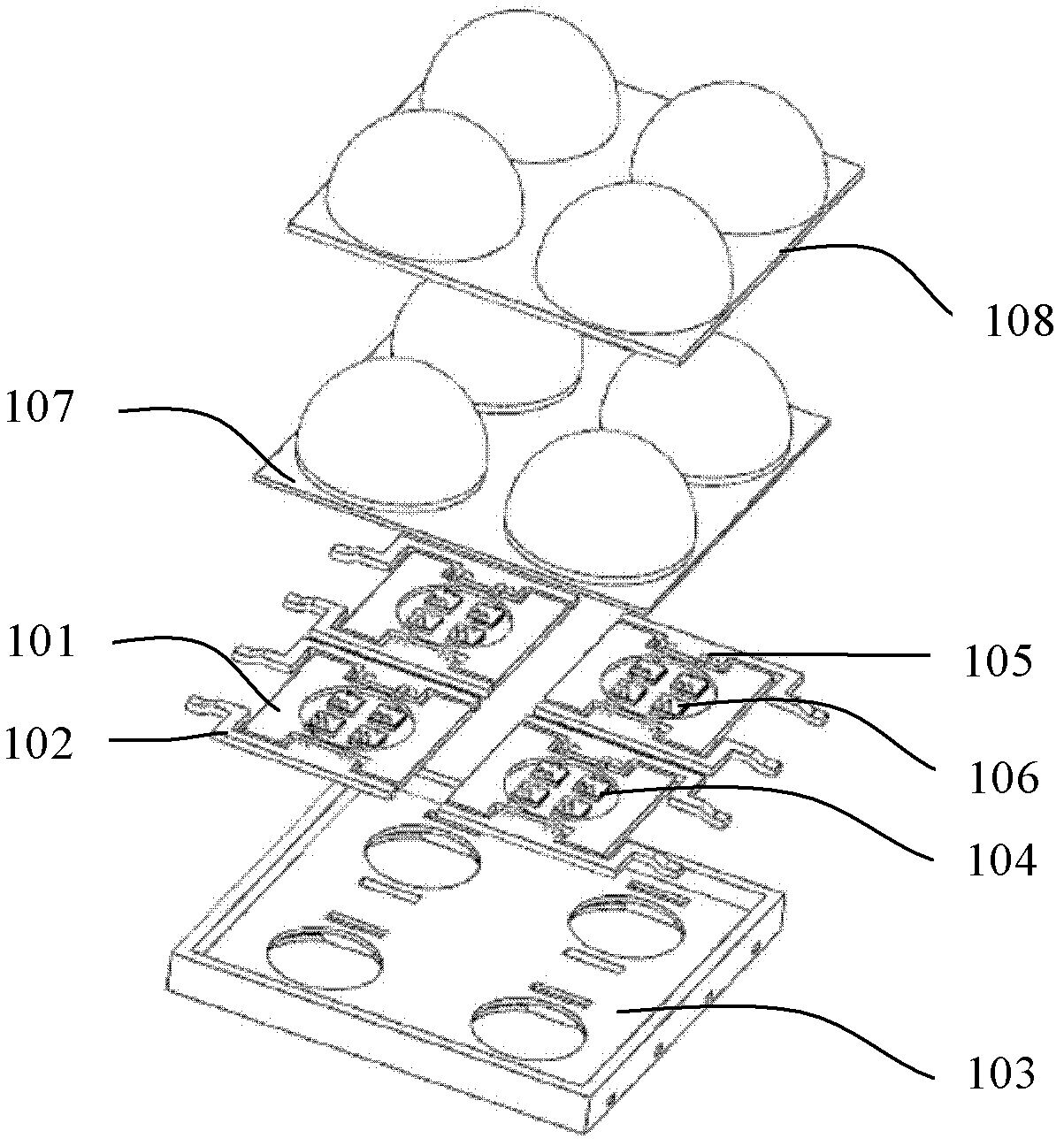 Light-emitting diode (LED) array packaging light source module based on lead frame