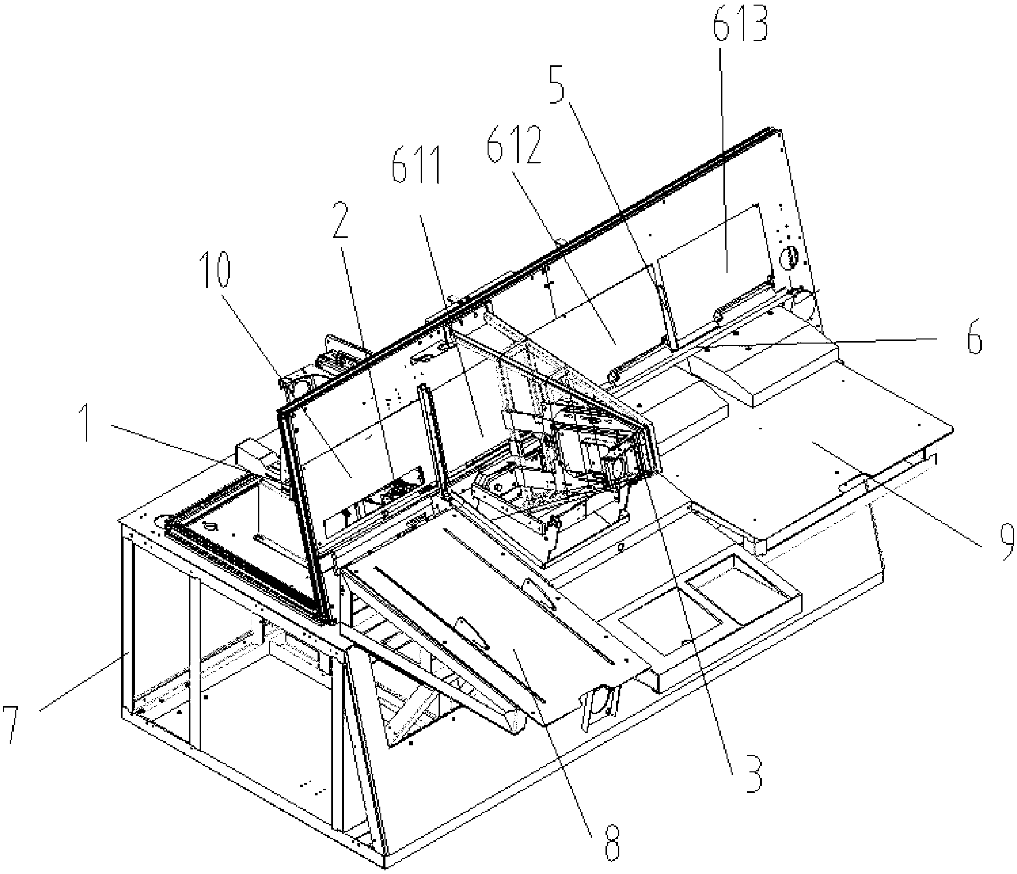 Vertical dual-sided CCD line scanning automatic detection platform for PCB (Printed Circuit Board)